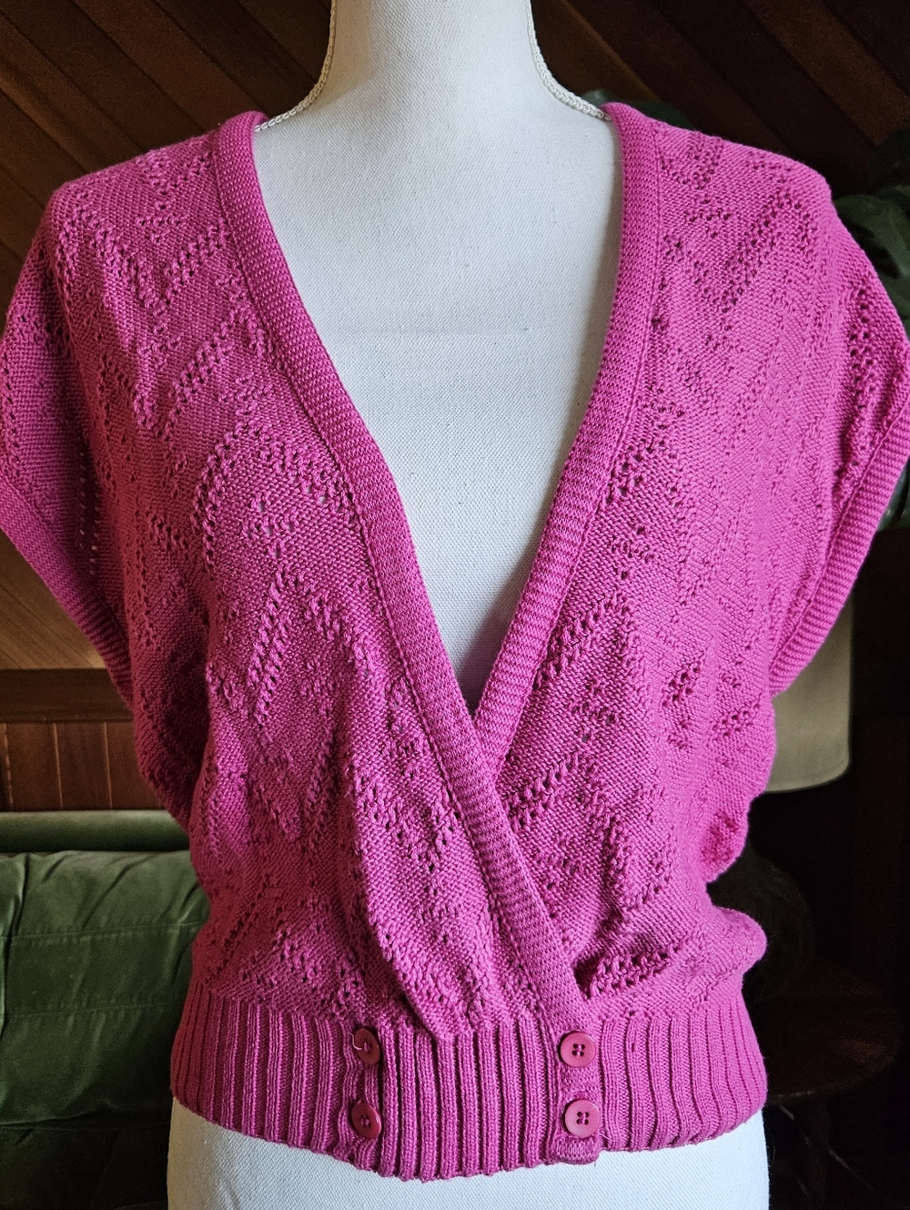 Vintage 1980s Pendelton Pointelle Cotton Knit Vest Size Large